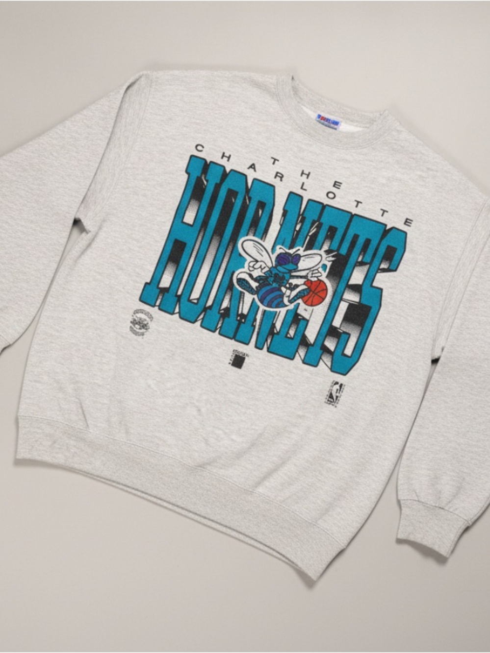 90s Charlotte Hornets Crewneck Graphic Sweatshirt Mens Color Works Vintage Gray